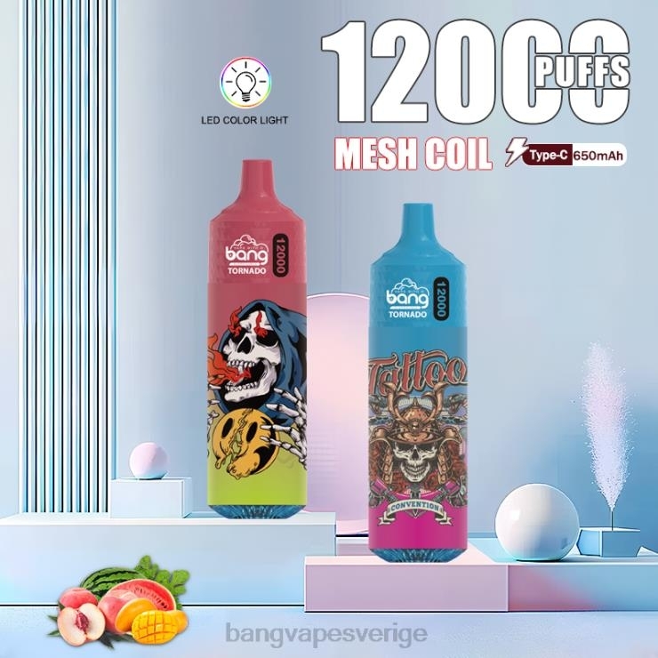Bang Disposable Vape - Bang Vape Tornado 12000 puffar med led & mesh spole disponibel V4FN04