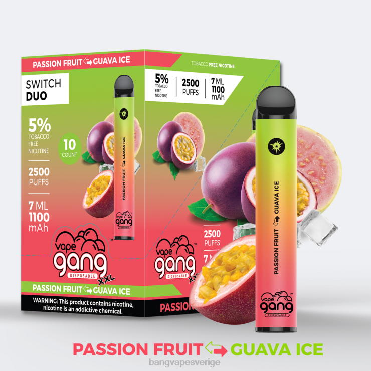 Bang Disposable Vape - Vape Gang Switch Duo 2 smaker (kartong med 10 st) passionsfrukt - guava is V4FN044