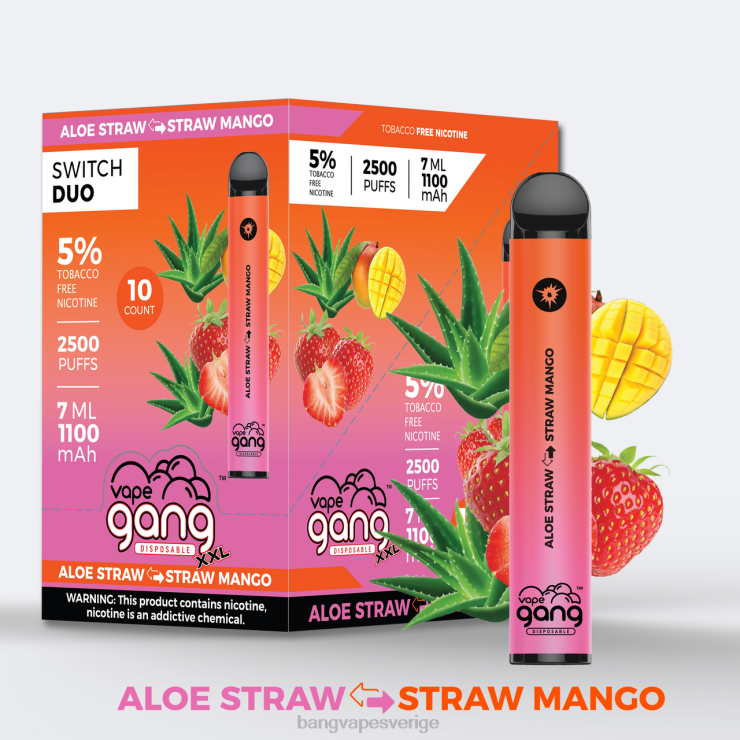 Bang Vape Shop - Vape Gang Switch Duo 2 smaker (kartong med 10 st) aloe jordgubbe - jordgubbsmango V4FN038