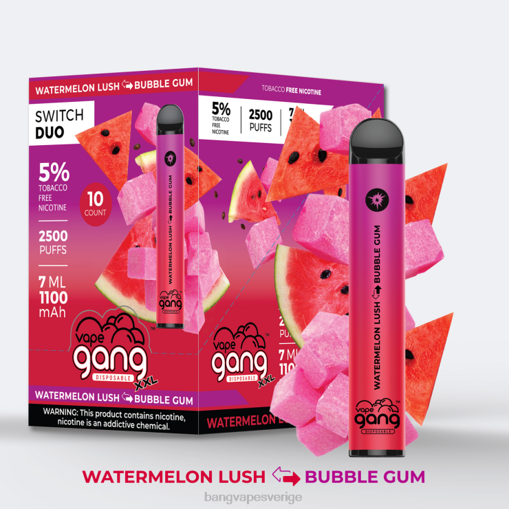 Bang Vape Stockholm - Vape Gang Switch Duo 2 smaker (kartong med 10 st) jordgubbsäpple vattenmelon - jordgubbskiwi V4FN045