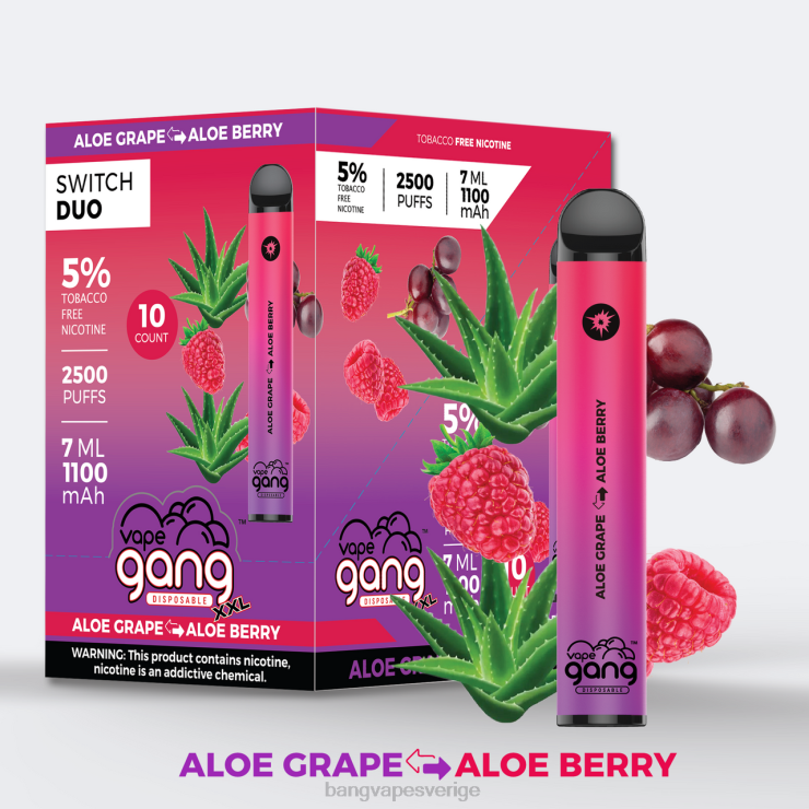 Gang Vape Price - Vape Gang Switch Duo 2 smaker (kartong med 10 st) aloe druva - aloe bär V4FN039