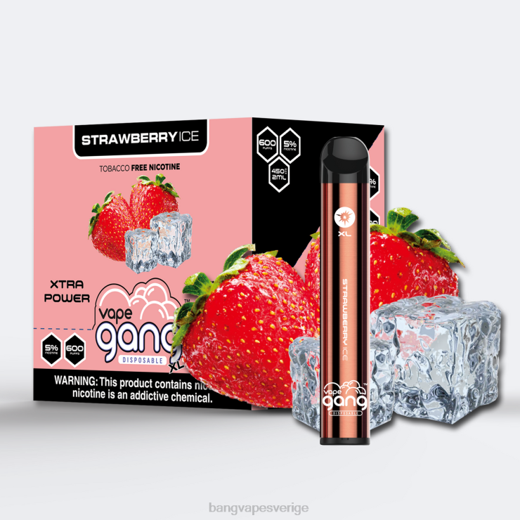 Bang Vape Sverige - Vape Gang XL engångsvapor 600 puffar (kartong med 10) jordgubbsis V4FN078