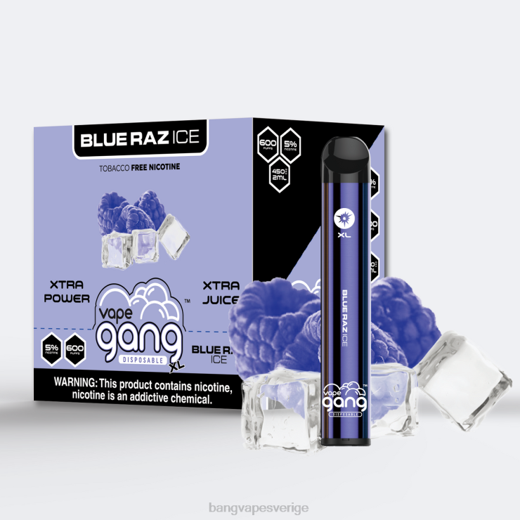 Gang Vape Price - Vape Gang XL engångsvapor 600 puffar (kartong med 10) blå raz is V4FN061