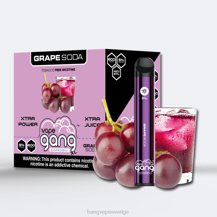 Gang Vape Price - Vape Gang XL engångsvapor 600 puffar (kartong med 10) druvläsk V4FN071