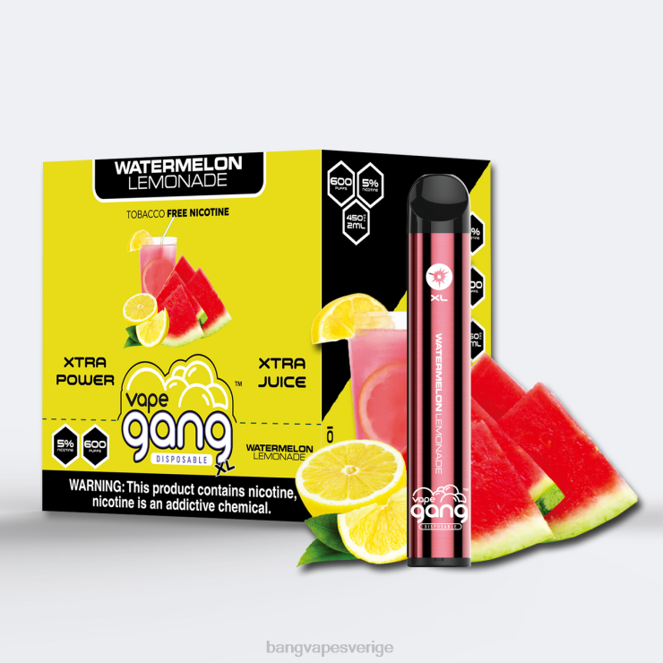 Vape Gang Disposable - Vape Gang XL engångsvapor 600 puffar (kartong med 10) vattenmelon lemonad V4FN065