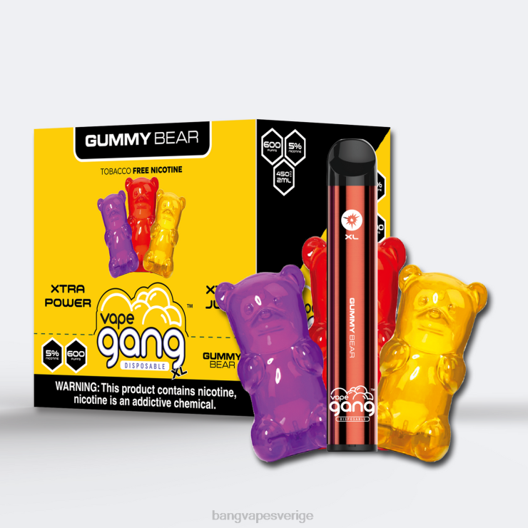 Vape Gang Stockholm - Vape Gang XL engångsvapor 600 puffar (kartong med 10) gummibjörn V4FN064